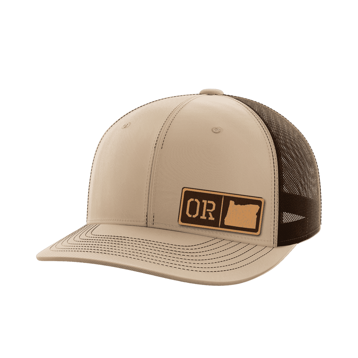 Oregon Homegrown Hats Hat Greater Half Khaki/Coffee Genuine Leather Oregon