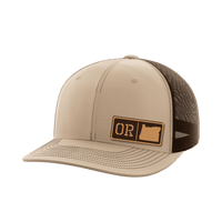 Thumbnail for Oregon Homegrown Hats Hat Greater Half Khaki/Coffee Genuine Leather Oregon