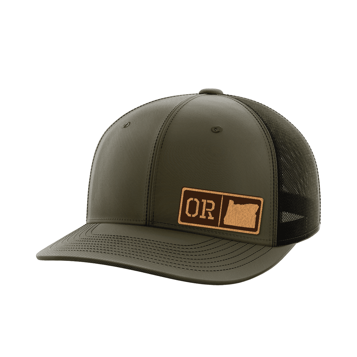 Oregon Homegrown Hats Hat Greater Half OD Green/Black Genuine Leather Oregon