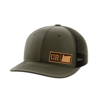 Thumbnail for Oregon Homegrown Hats Hat Greater Half OD Green/Black Genuine Leather Oregon
