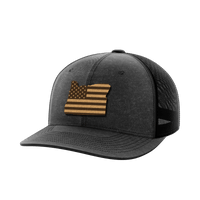 Thumbnail for Oregon United Hats Hat Greater Half Heather Black/Black Genuine Leather Oregon