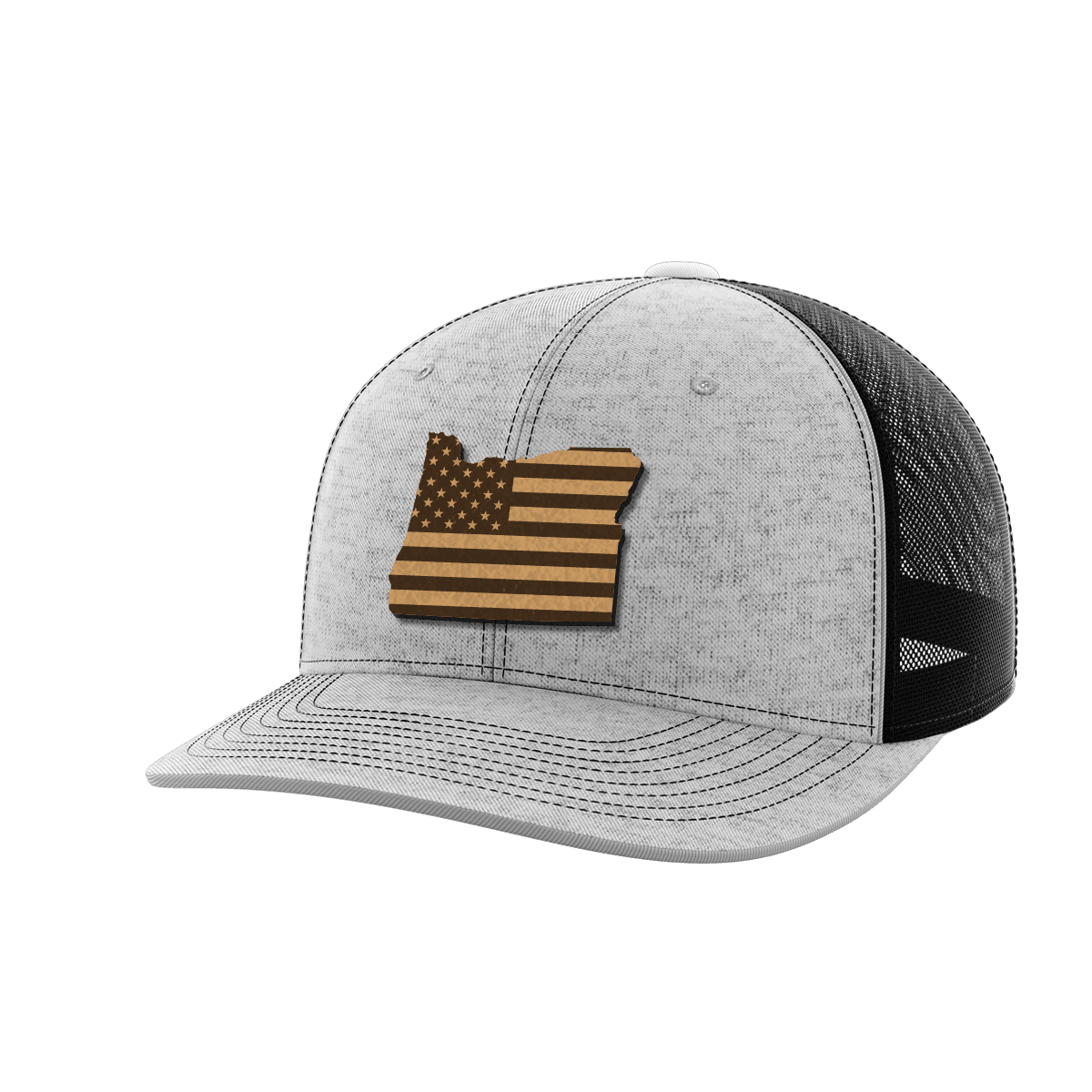 Oregon United Hats Hat Greater Half Heather Grey/Black Genuine Leather Oregon