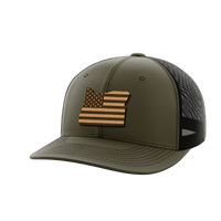 Thumbnail for Oregon United Hats Hat Greater Half OD Green/Black Genuine Leather Oregon
