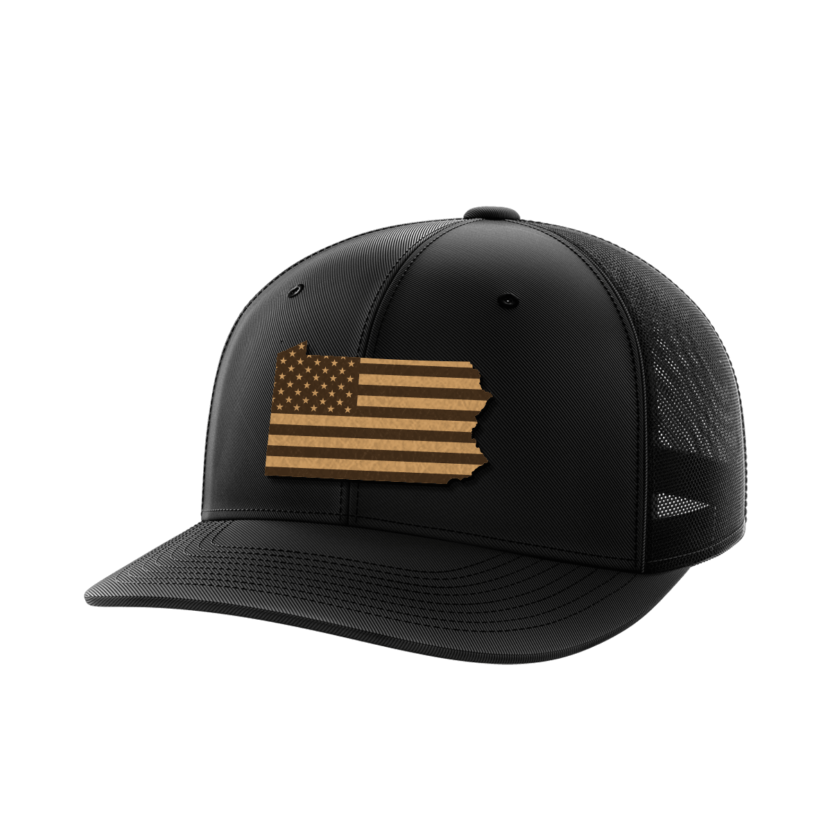 Pennsylvania United Hats Hat Greater Half Black/Black Genuine Leather Pennsylvania