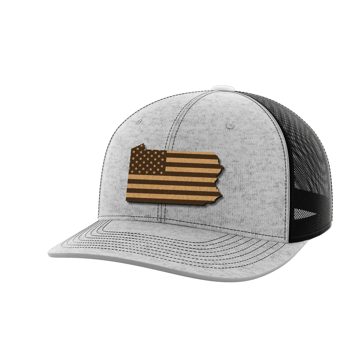 Pennsylvania United Hats Hat Greater Half Heather Grey/Black Genuine Leather Pennsylvania
