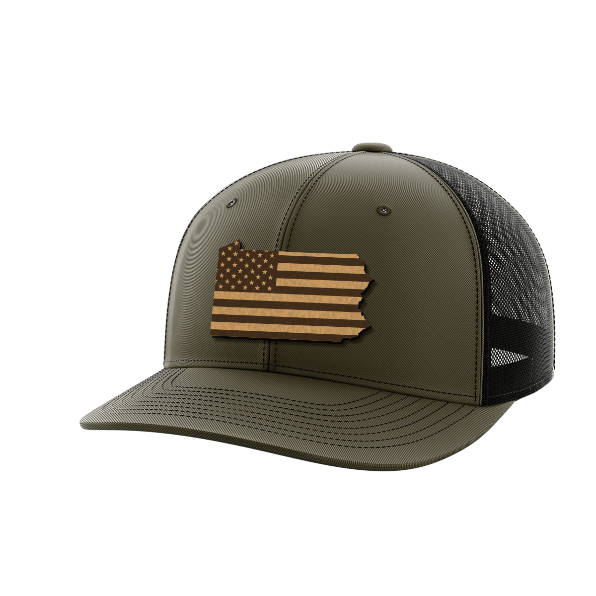 Pennsylvania United Hats Hat Greater Half OD Green/Black Genuine Leather Pennsylvania