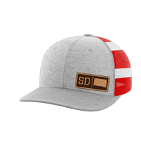 Thumbnail for South Dakota Homegrown Hats Hat Greater Half Heather Grey/Flag Genuine Leather South Dakota