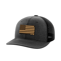 Thumbnail for South Dakota United Hats Hat Greater Half Heather Black/Black Genuine Leather South Dakota