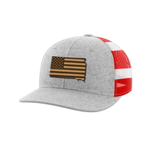 Thumbnail for South Dakota United Hats Hat Greater Half Heather Grey/Flag Genuine Leather South Dakota