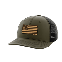 Thumbnail for South Dakota United Hats Hat Greater Half OD Green/Black Genuine Leather South Dakota