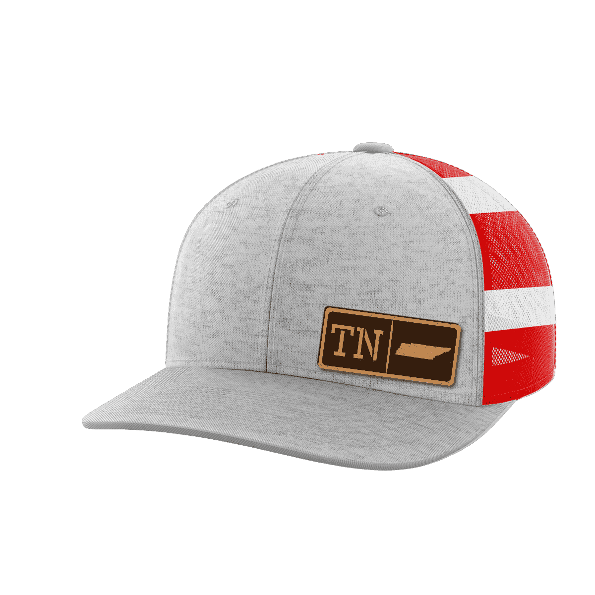Tennessee Homegrown Hats Hat Greater Half Heather Grey/Flag Genuine Leather Tennessee