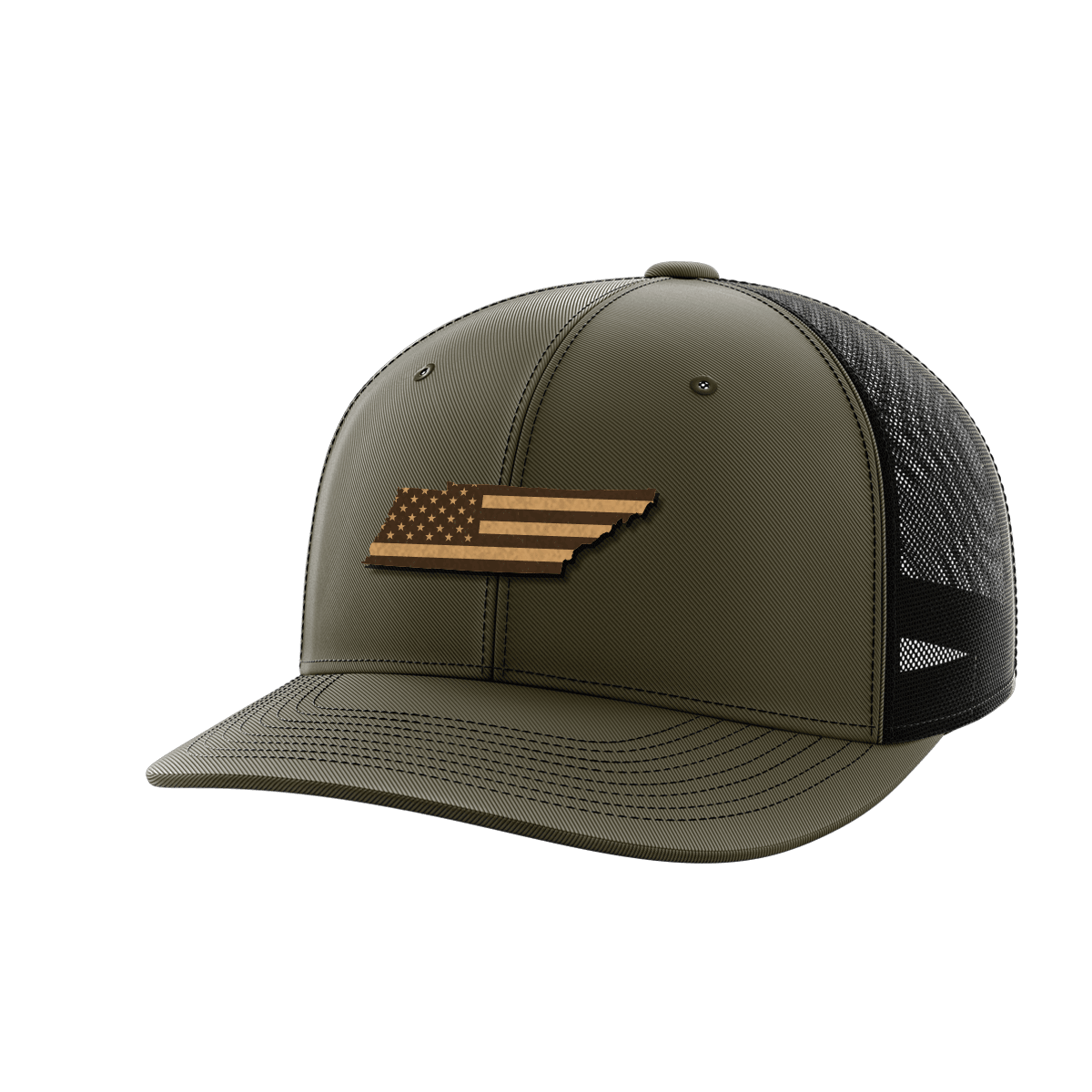 Tennessee United Hats Hat Greater Half OD Green/Black Genuine Leather Tennessee