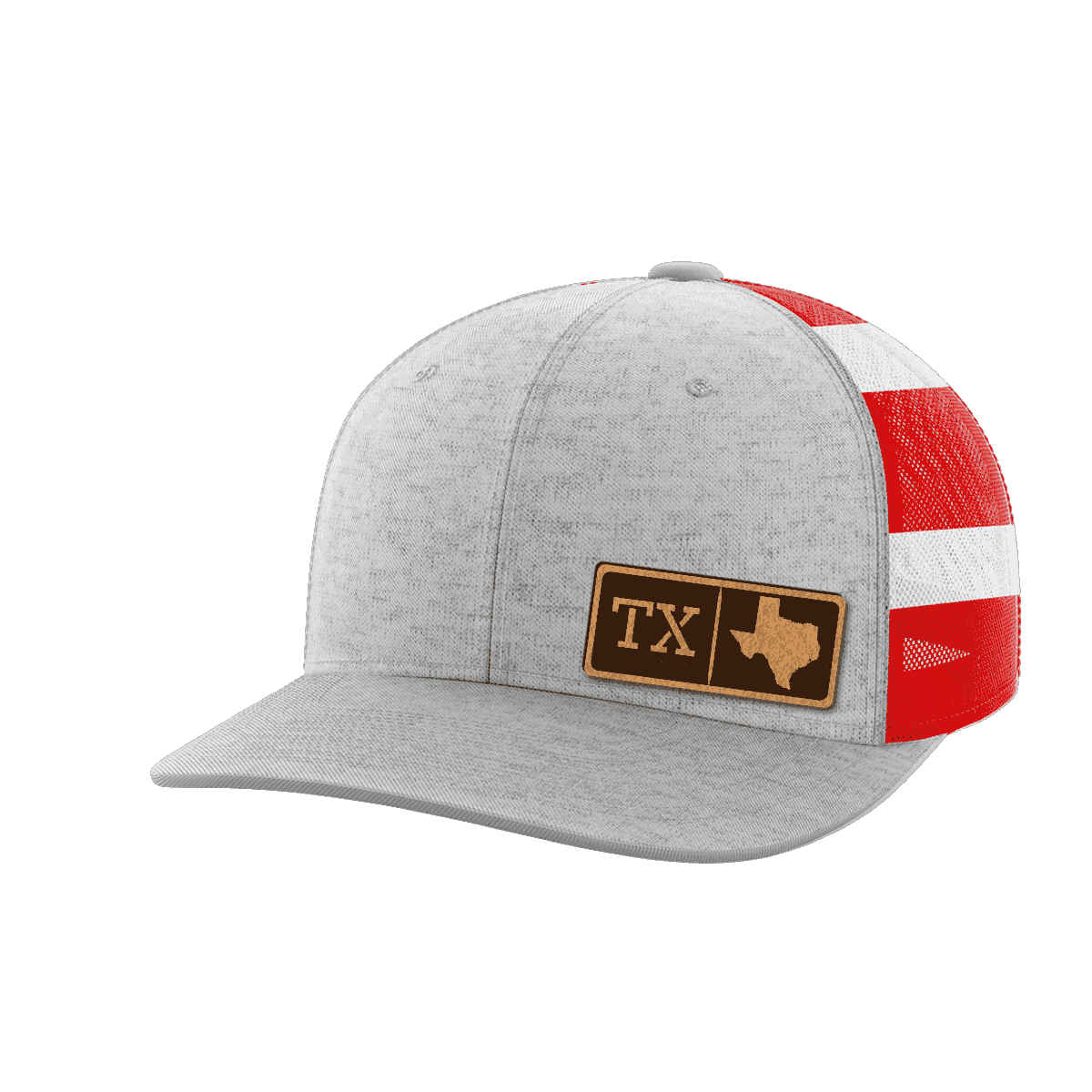 Texas Homegrown Hats Hat Greater Half Heather Grey/Flag Genuine Leather Texas