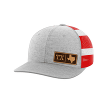 Thumbnail for Texas Homegrown Hats Hat Greater Half Heather Grey/Flag Genuine Leather Texas