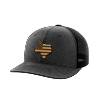 Thumbnail for Texas United Hats Hat Greater Half Heather Black/Black Genuine Leather Texas