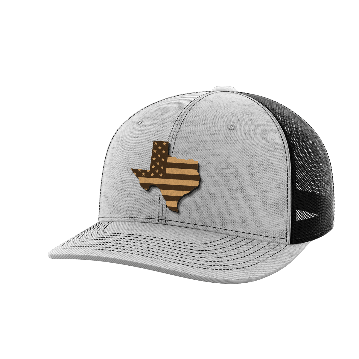 Texas United Hats Hat Greater Half Heather Grey/Black Genuine Leather Texas