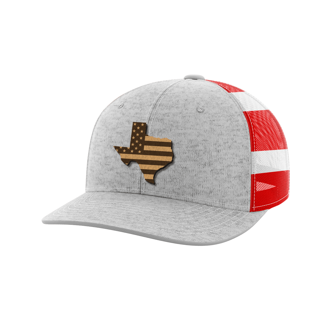 Texas United Hats Hat Greater Half Heather Grey/Flag Genuine Leather Texas