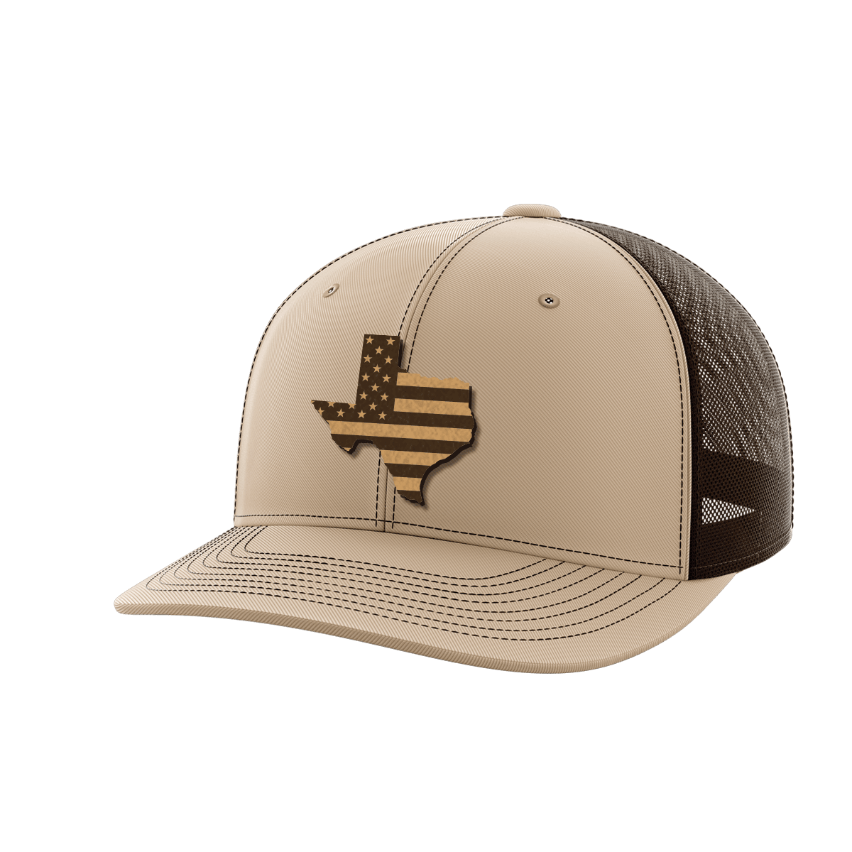 Texas United Hats Hat Greater Half Khaki/Coffee Genuine Leather Texas