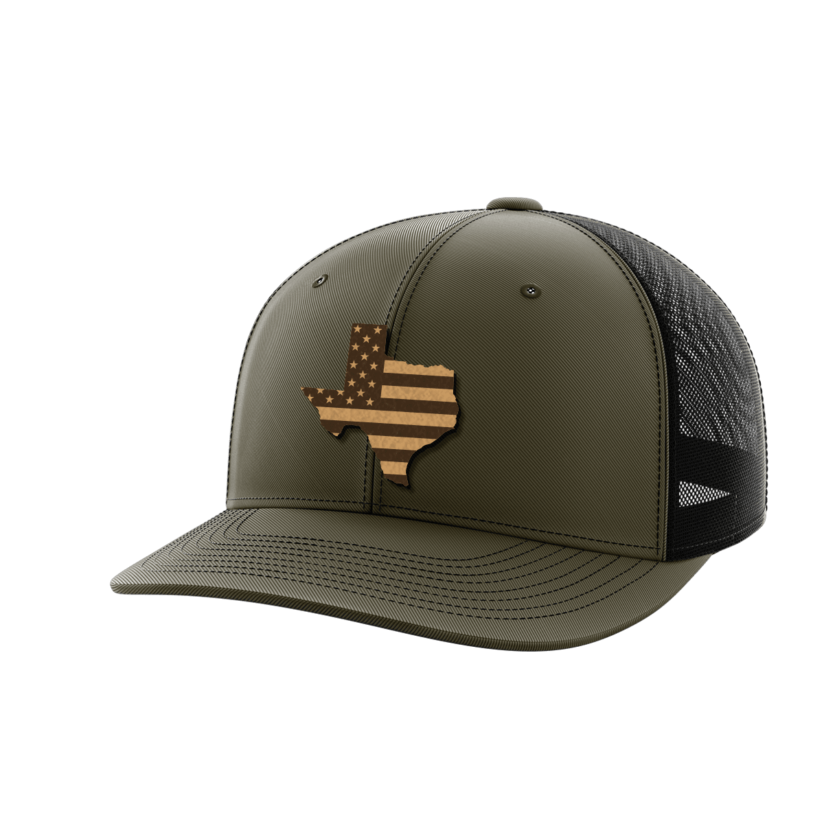 Texas United Hats Hat Greater Half OD Green/Black Genuine Leather Texas