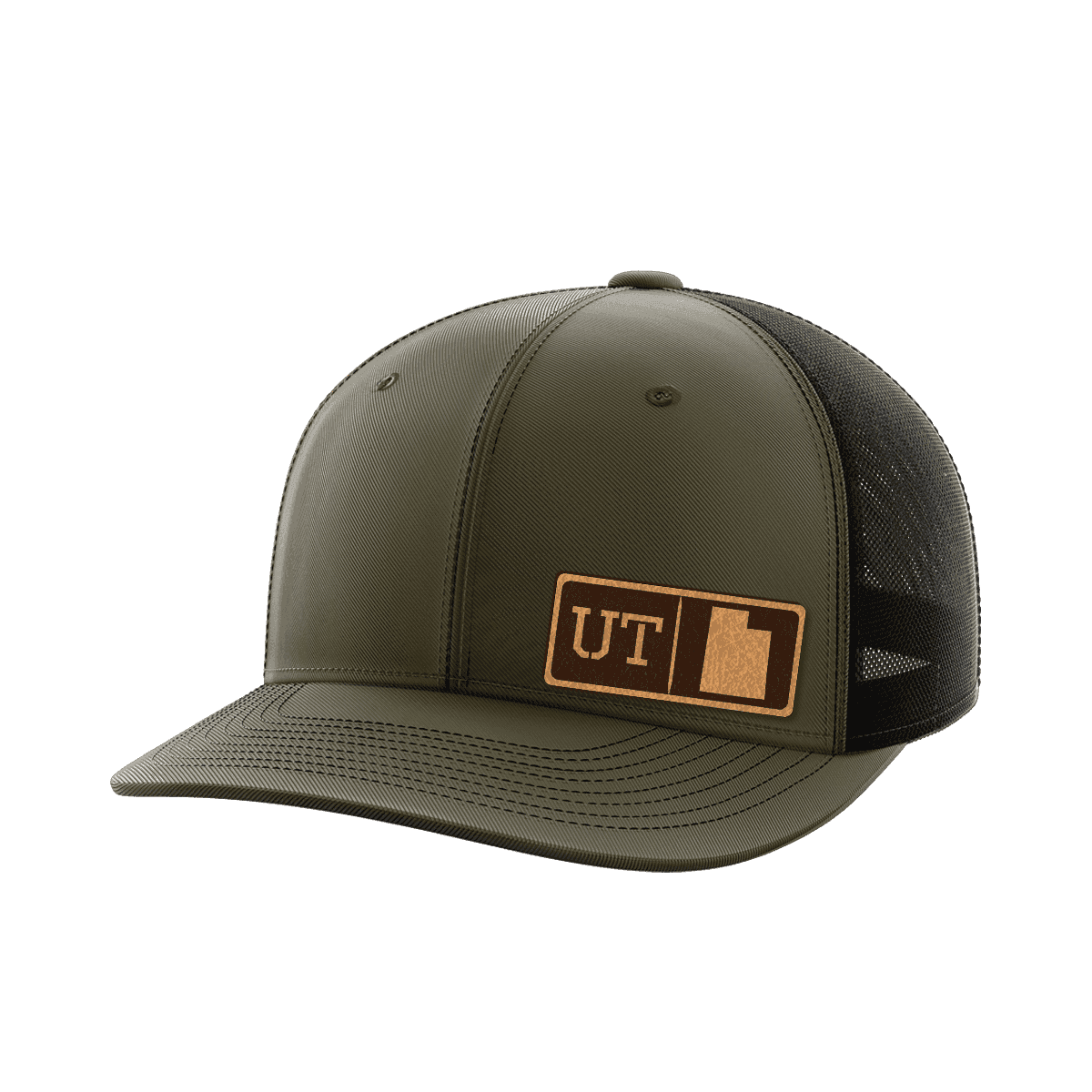 Utah Homegrown Hats Hat Greater Half OD Green/Black Genuine Leather Utah