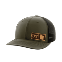 Thumbnail for Utah Homegrown Hats Hat Greater Half OD Green/Black Genuine Leather Utah
