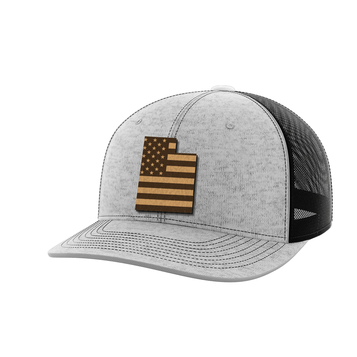 Utah United Hats Hat Greater Half Heather Grey/Black Genuine Leather Utah