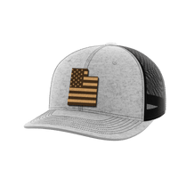 Thumbnail for Utah United Hats Hat Greater Half Heather Grey/Black Genuine Leather Utah
