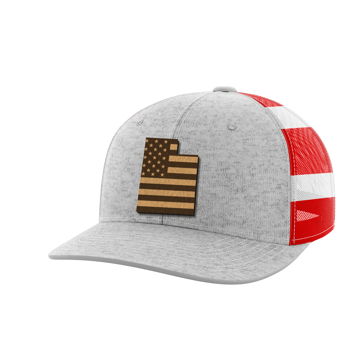 Utah United Hats Hat Greater Half Heather Grey/Flag Genuine Leather Utah