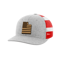 Thumbnail for Utah United Hats Hat Greater Half Heather Grey/Flag Genuine Leather Utah