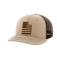 Thumbnail for Utah United Hats Hat Greater Half Khaki/Coffee Genuine Leather Utah