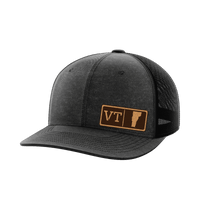Thumbnail for Vermont Homegrown Hats Hat Greater Half Heather Black/Black Genuine Leather Vermont
