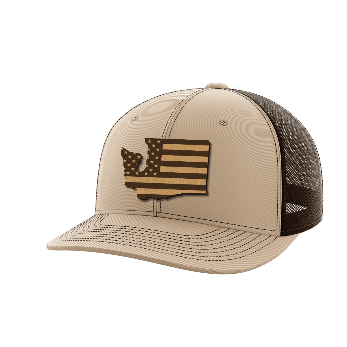 Washington United Hats Hat Greater Half Khaki/Coffee Genuine Leather Washington