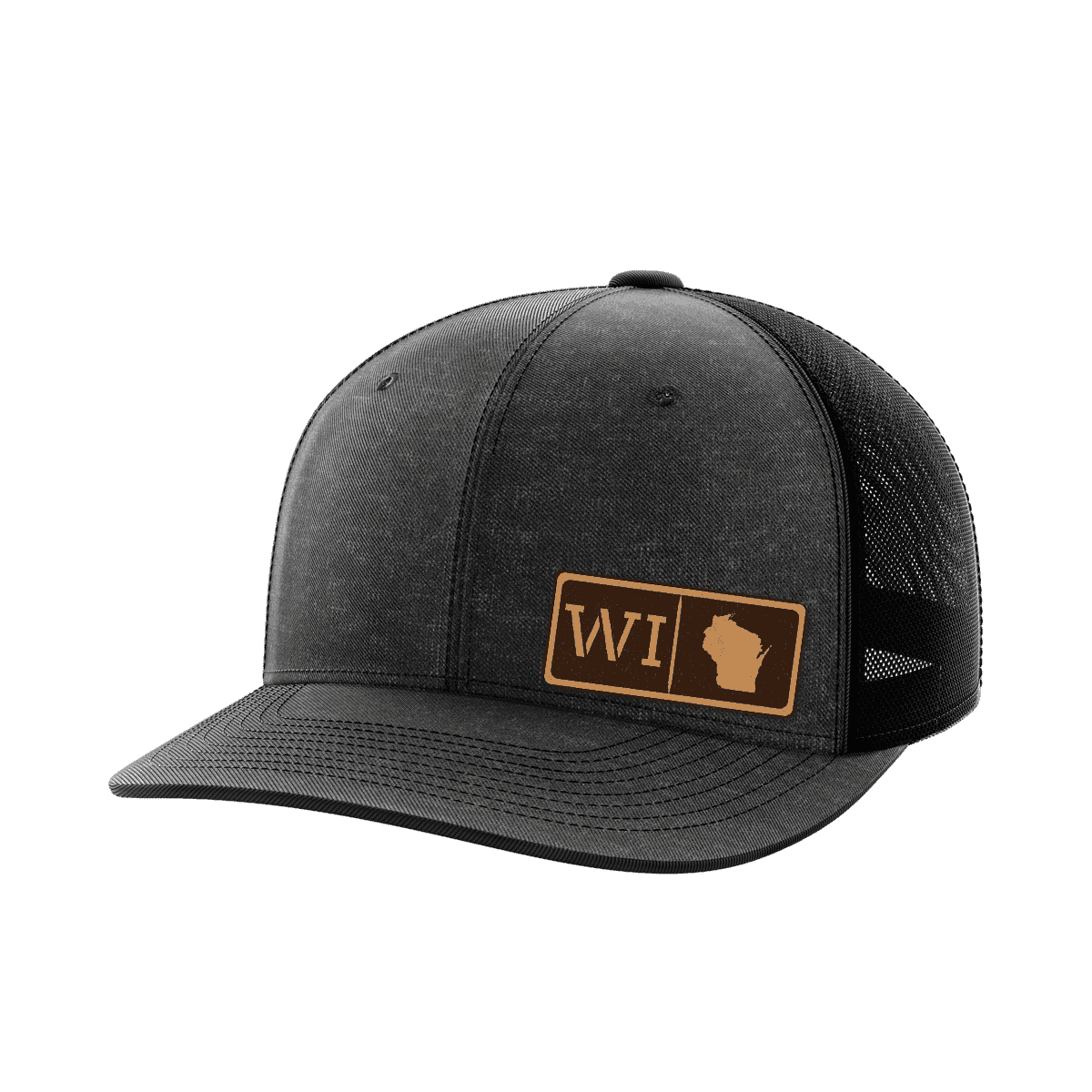 Wisconsin Homegrown Hats Hat Greater Half Heather Black/Black Genuine Leather Wisconsin