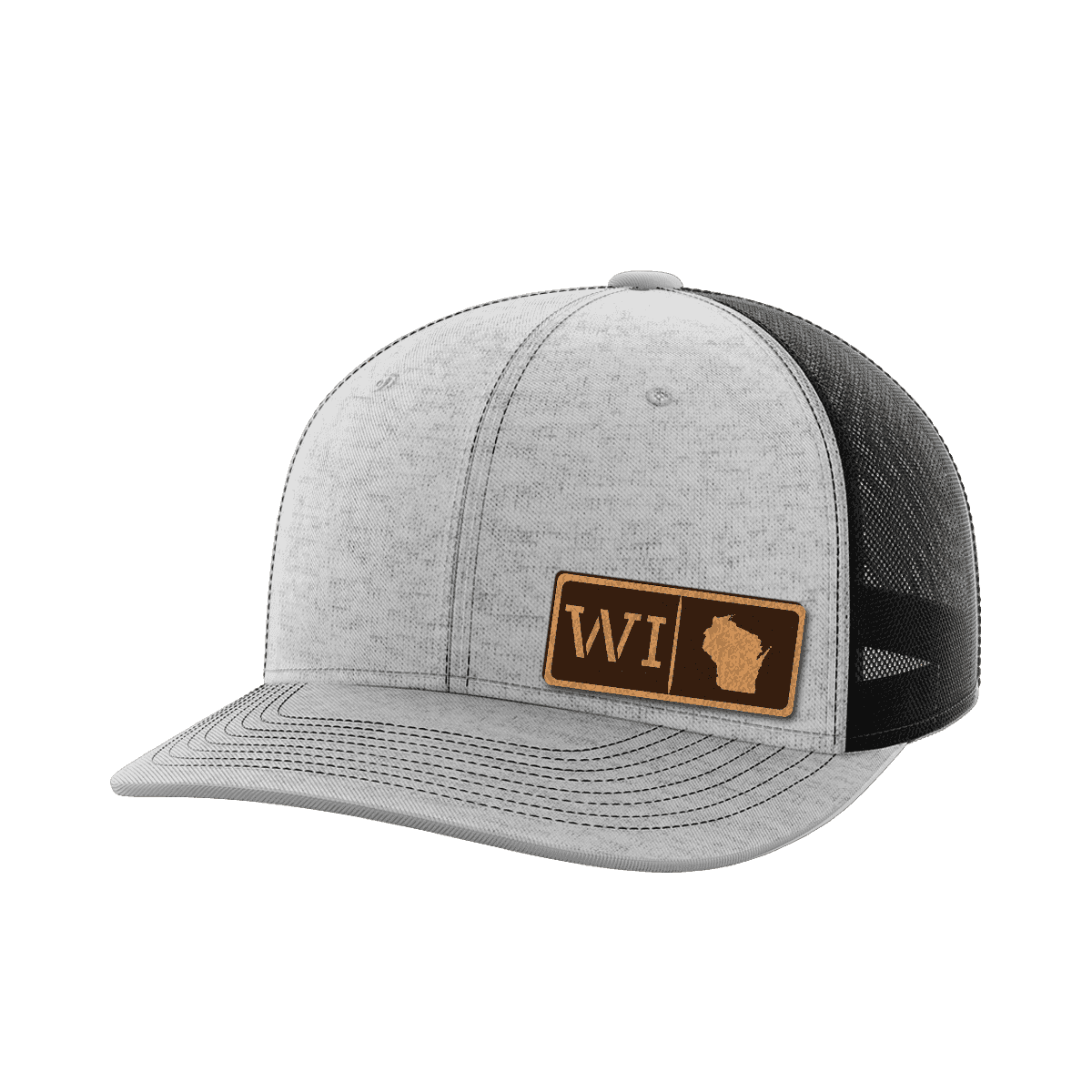 Wisconsin Homegrown Hats Hat Greater Half Heather Grey/Black Genuine Leather Wisconsin