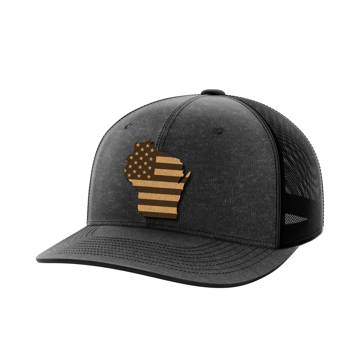 Wisconsin United Hats Hat Greater Half Heather Black/Black Genuine Leather Wisconsin