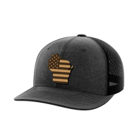 Thumbnail for Wisconsin United Hats Hat Greater Half Heather Black/Black Genuine Leather Wisconsin
