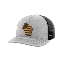 Thumbnail for Wisconsin United Hats Hat Greater Half Heather Grey/Black Genuine Leather Wisconsin