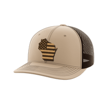 Thumbnail for Wisconsin United Hats Hat Greater Half Khaki/Coffee Genuine Leather Wisconsin