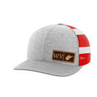 Thumbnail for West Virginia Homegrown Hats Hat Greater Half Heather Grey/Flag Genuine Leather West Virginia