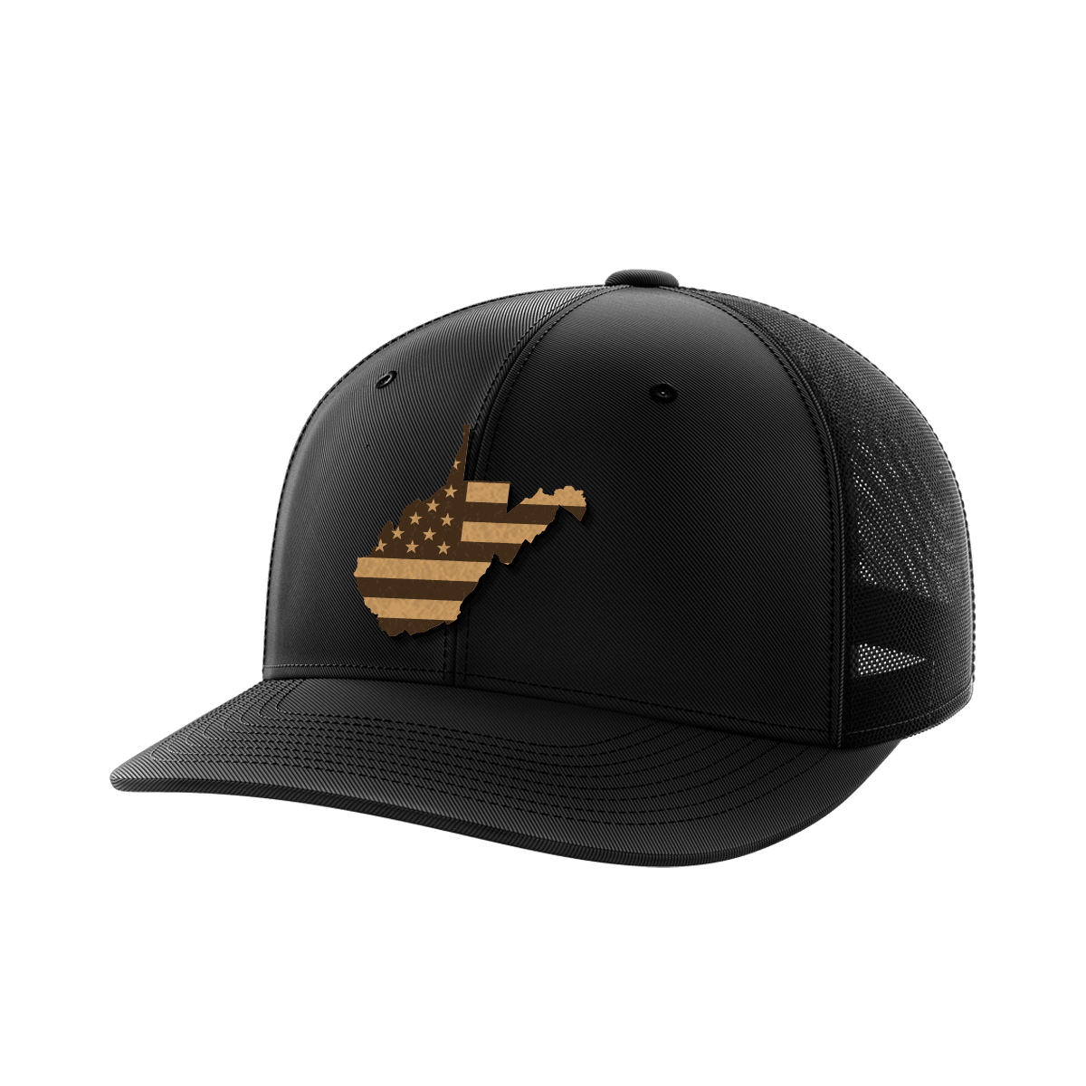 West Virginia United Hats Hat Greater Half Black/Black Genuine Leather West Virginia