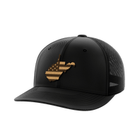 Thumbnail for West Virginia United Hats Hat Greater Half Black/Black Genuine Leather West Virginia