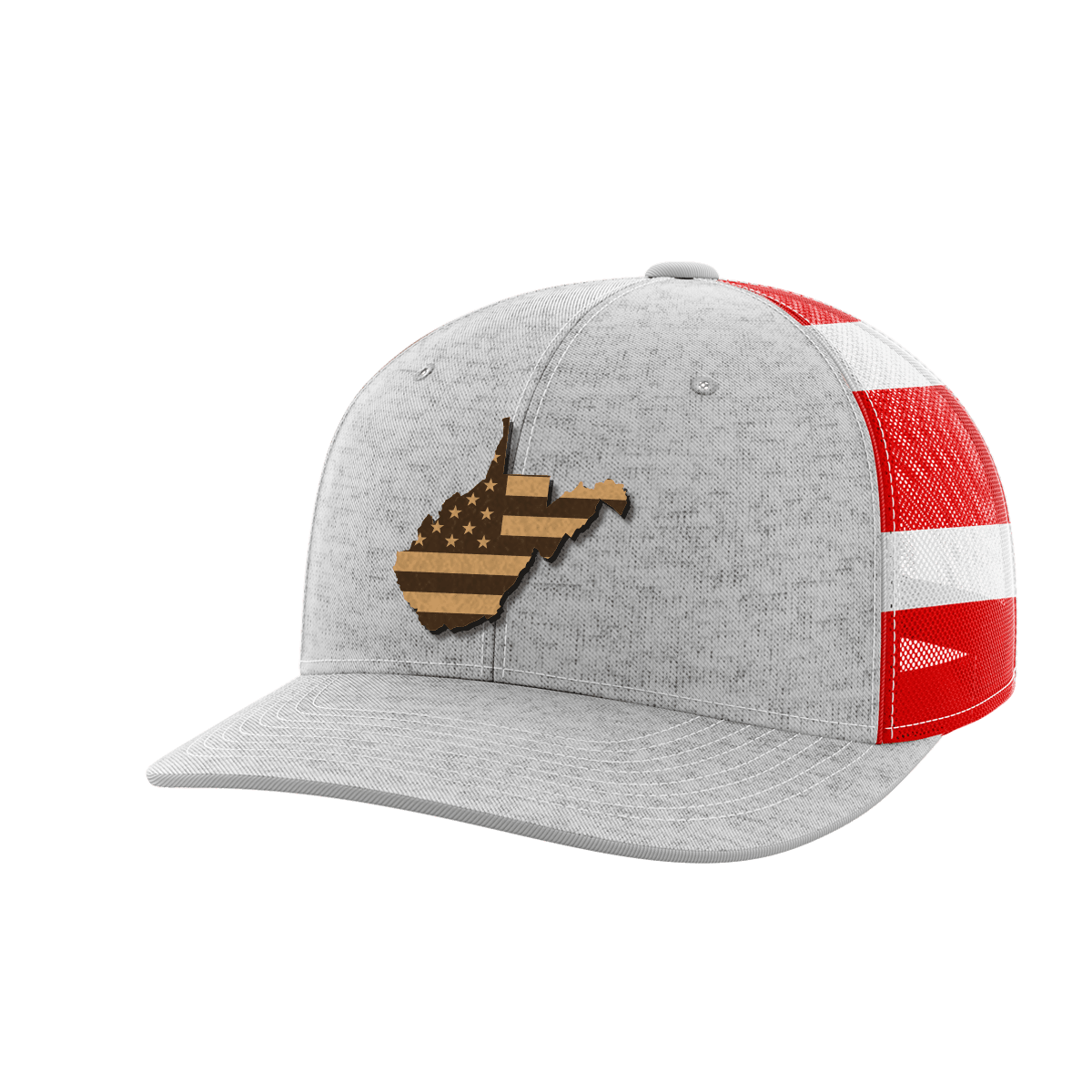 West Virginia United Hats Hat Greater Half Heather Grey/Flag Genuine Leather West Virginia