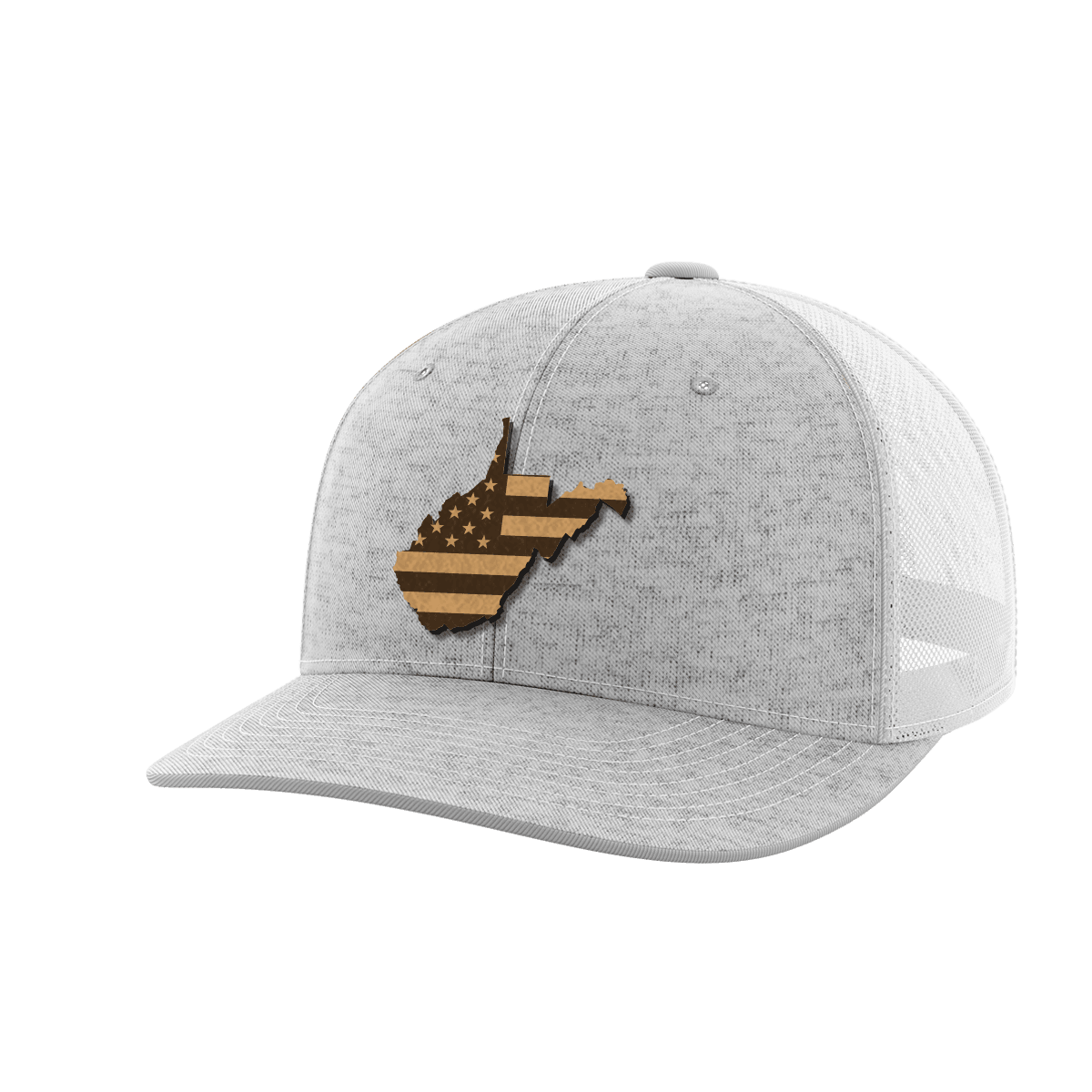 West Virginia United Hats Hat Greater Half Heather Grey/White Genuine Leather West Virginia