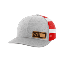 Thumbnail for Wyoming Homegrown Hats Hat Greater Half Heather Grey/Flag Genuine Leather Wyoming