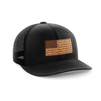 Thumbnail for Amerigun Flag Patch Hat Hat Greater Half Black/Black Genuine Leather