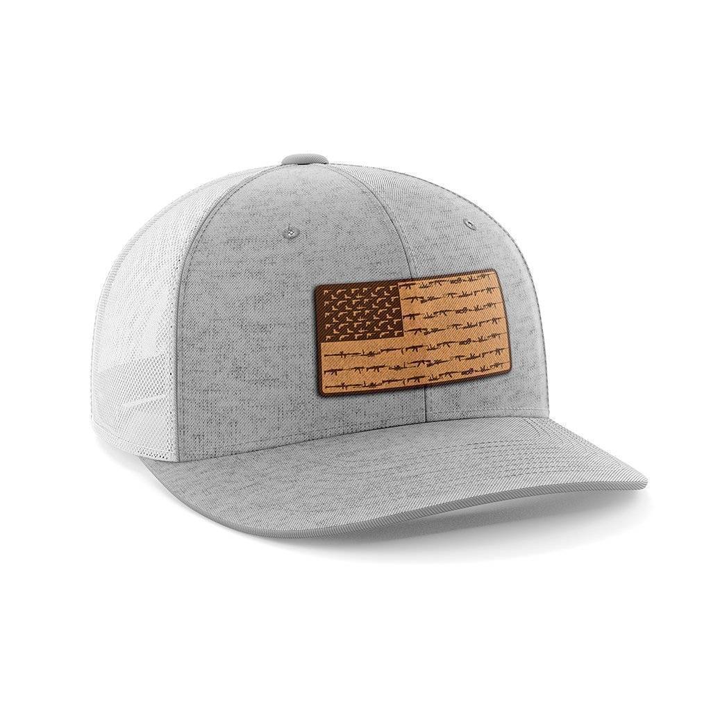 Amerigun Flag Patch Hat Hat Greater Half Heather Grey/White Genuine Leather