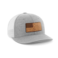 Thumbnail for Amerigun Flag Patch Hat Hat Greater Half Heather Grey/White Genuine Leather