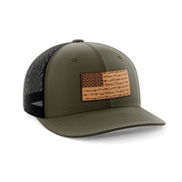 Thumbnail for Amerigun Flag Patch Hat Hat Greater Half OD Green/Black Genuine Leather