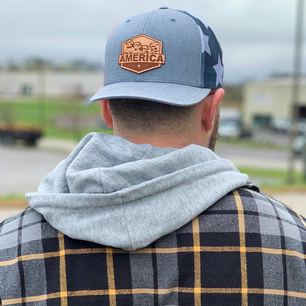 America Mount Rushmore Leather Patch Hat Hat Greater Half
