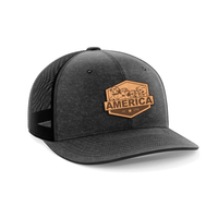 Thumbnail for America Mount Rushmore Leather Patch Hat Hat Greater Half Heather Black/Black